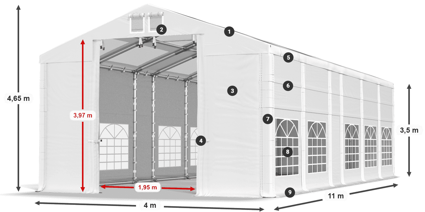 Toit: MS 580 PVC Des murs: SD 500 PVC