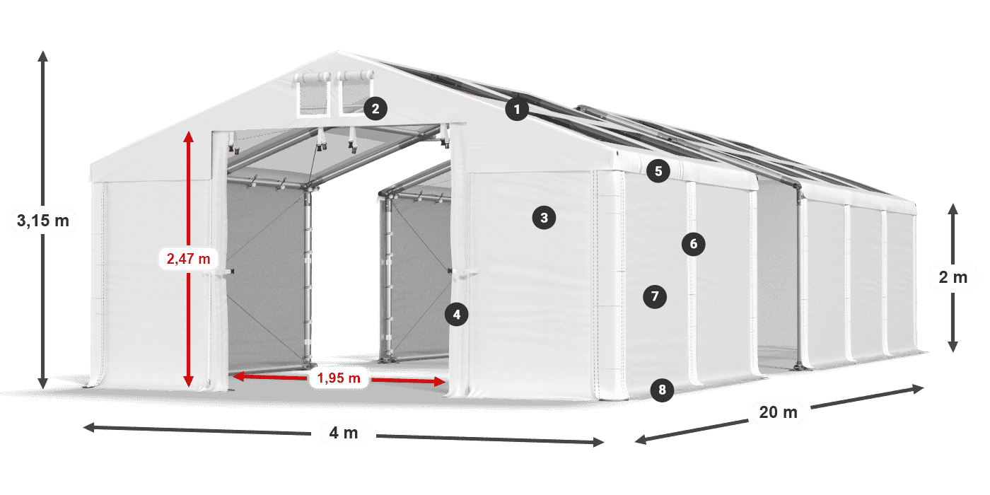 Toit: MS 580 PVC Des murs: SD 500 PVC