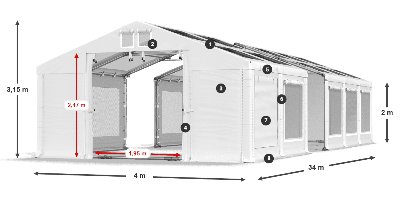 Toit: MS 580 PVC Des murs: SD 500 PVC