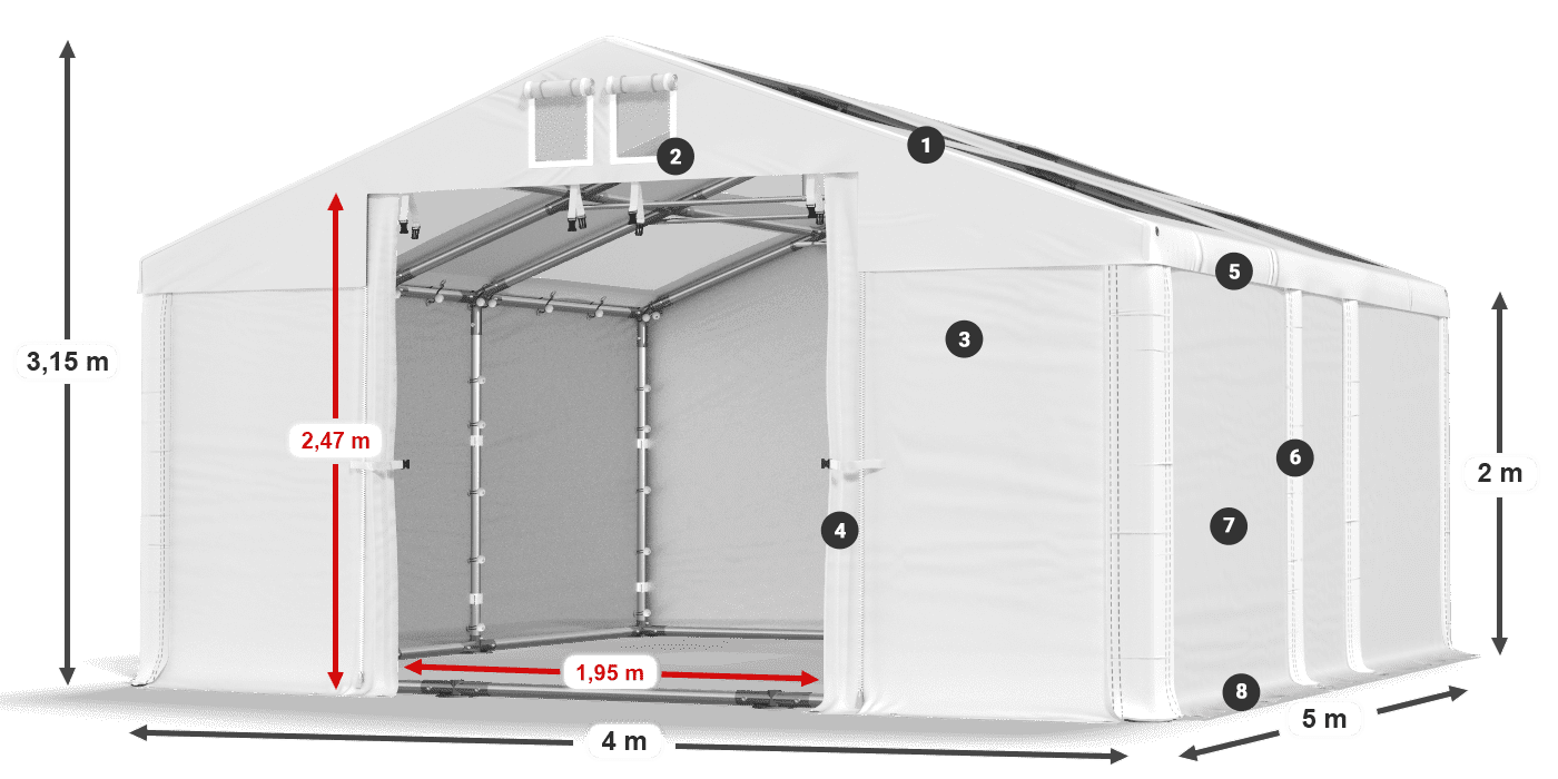 Toit: MS 580 PVC Des murs: SD 500 PVC
