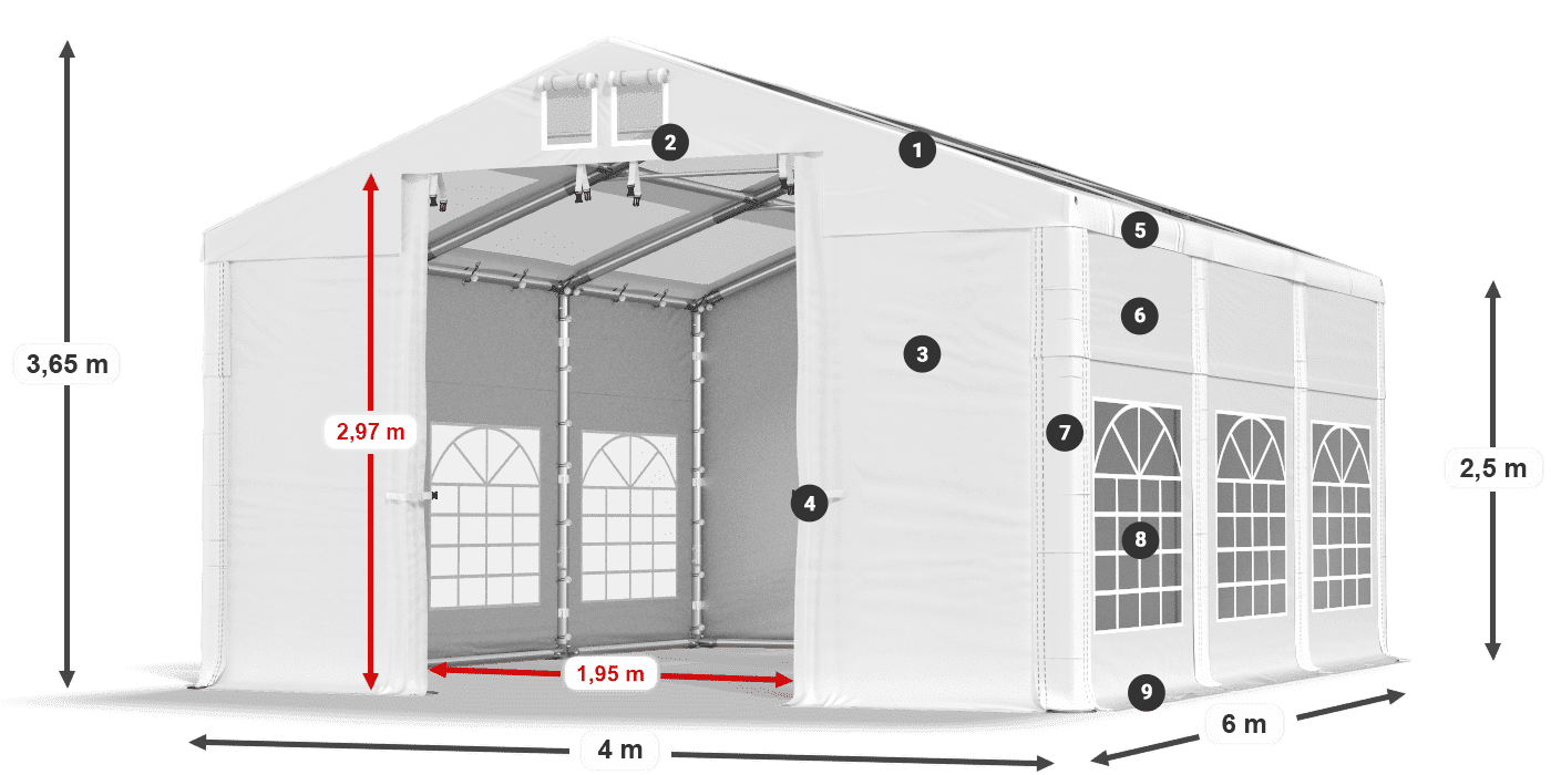 Toit: MS 580 PVC Des murs: SD 500 PVC