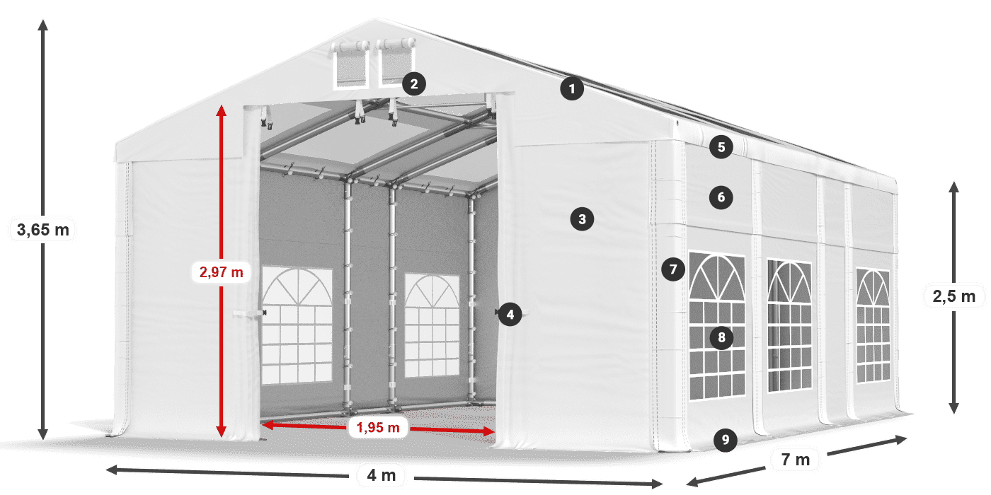 Toit: MS 580 PVC Des murs: SD 500 PVC