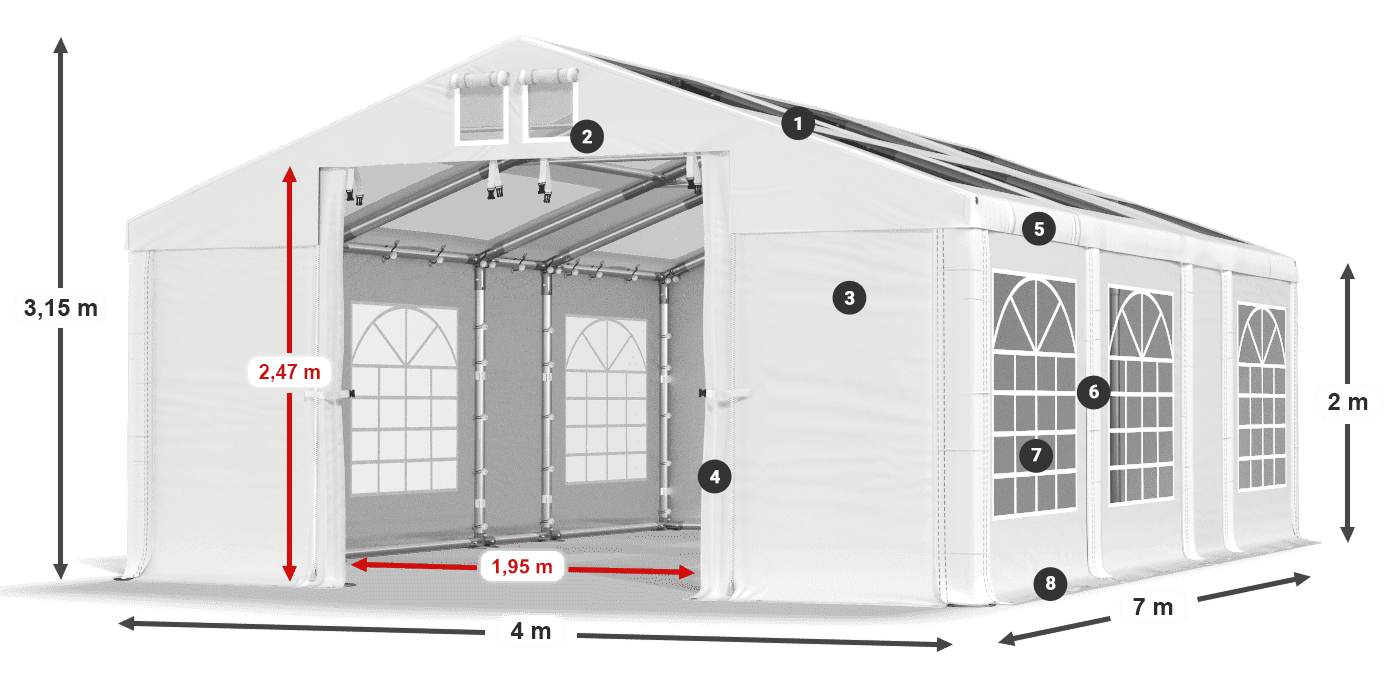 Toit: MS 580 PVC Des murs: SD 500 PVC