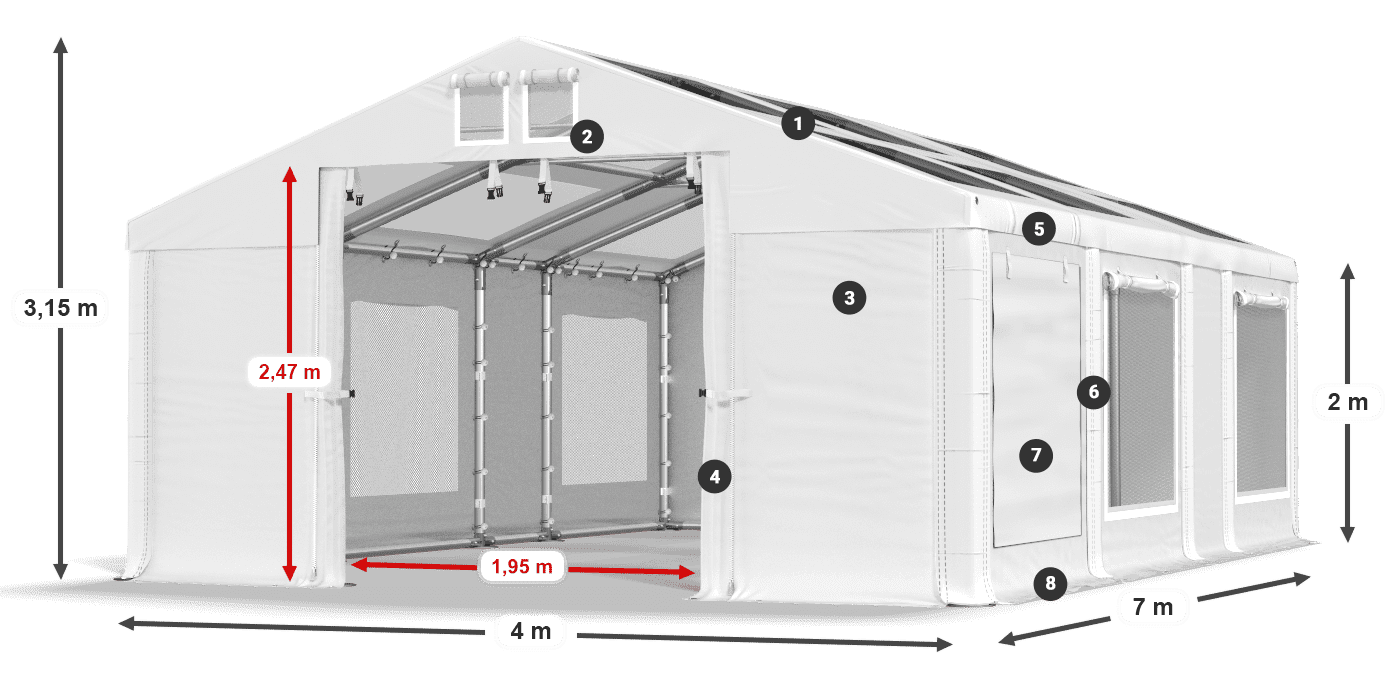 Toit: MS 580 PVC Des murs: SD 500 PVC