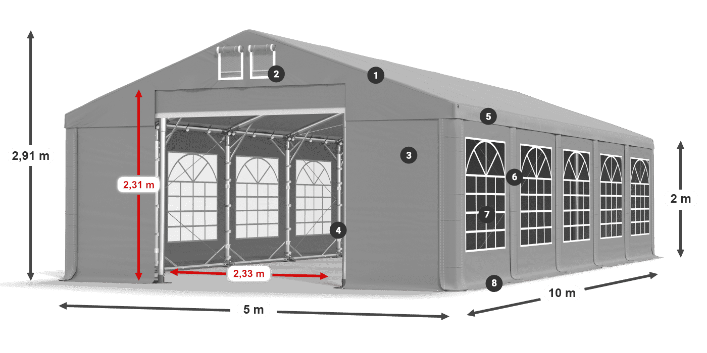 Toit: FR 620 PVC Murs: SD 500 PVC 2m légende