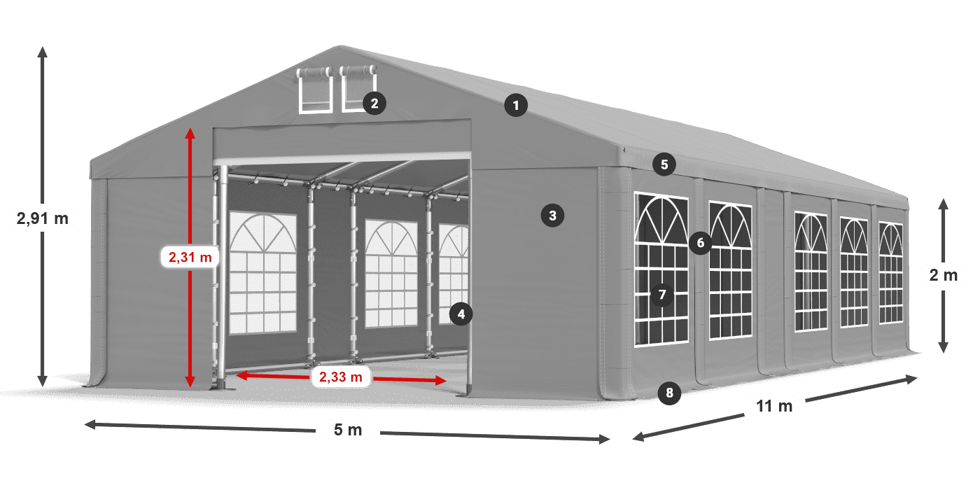 Toit: FR 620 PVC Murs: SD 500 PVC 2m légende Toit: FR 620 PVC Murs: SD 500 PVC 2m légende