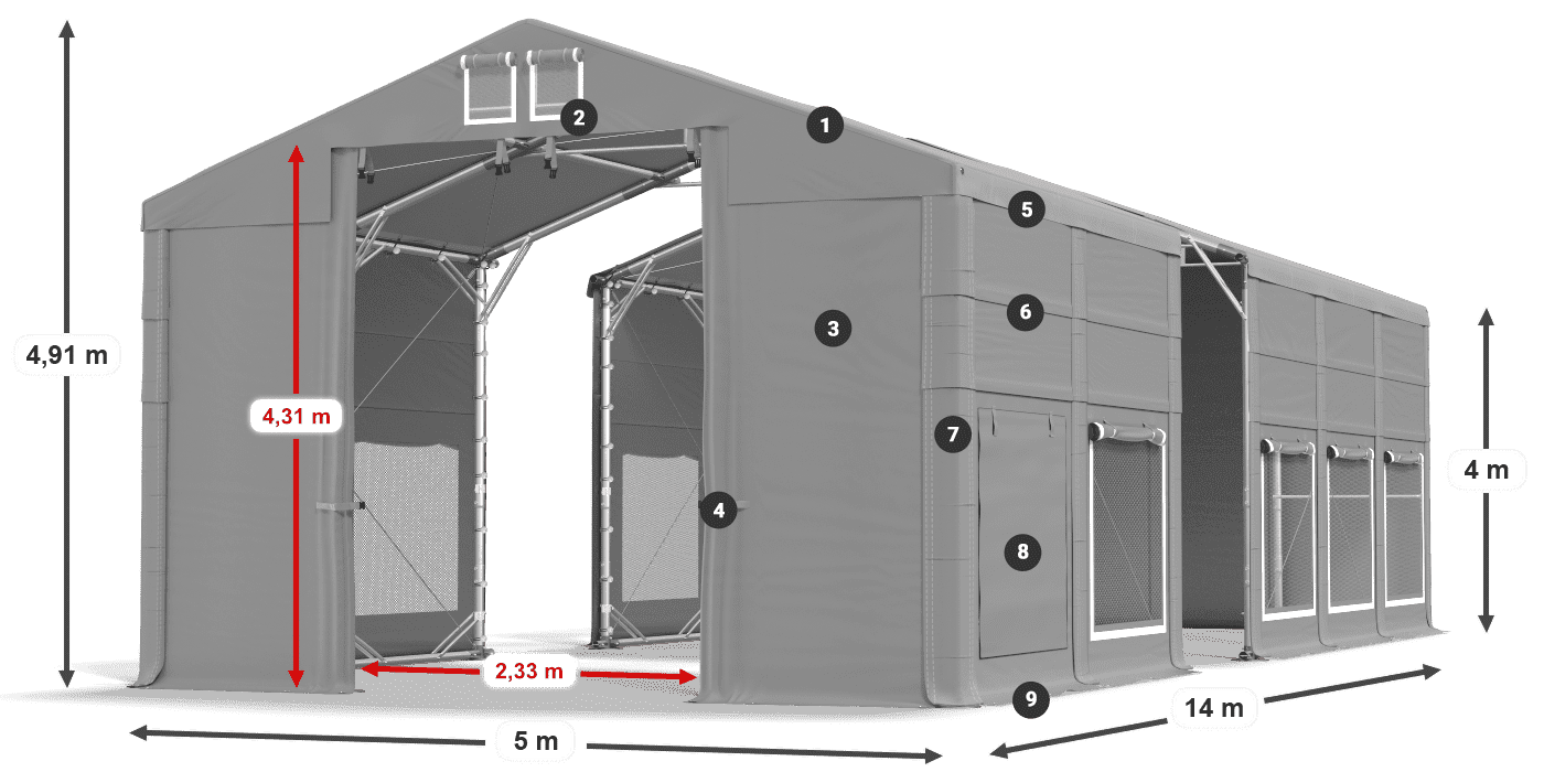 Toit: MS 580 PVC Des murs: SD 500 PVC