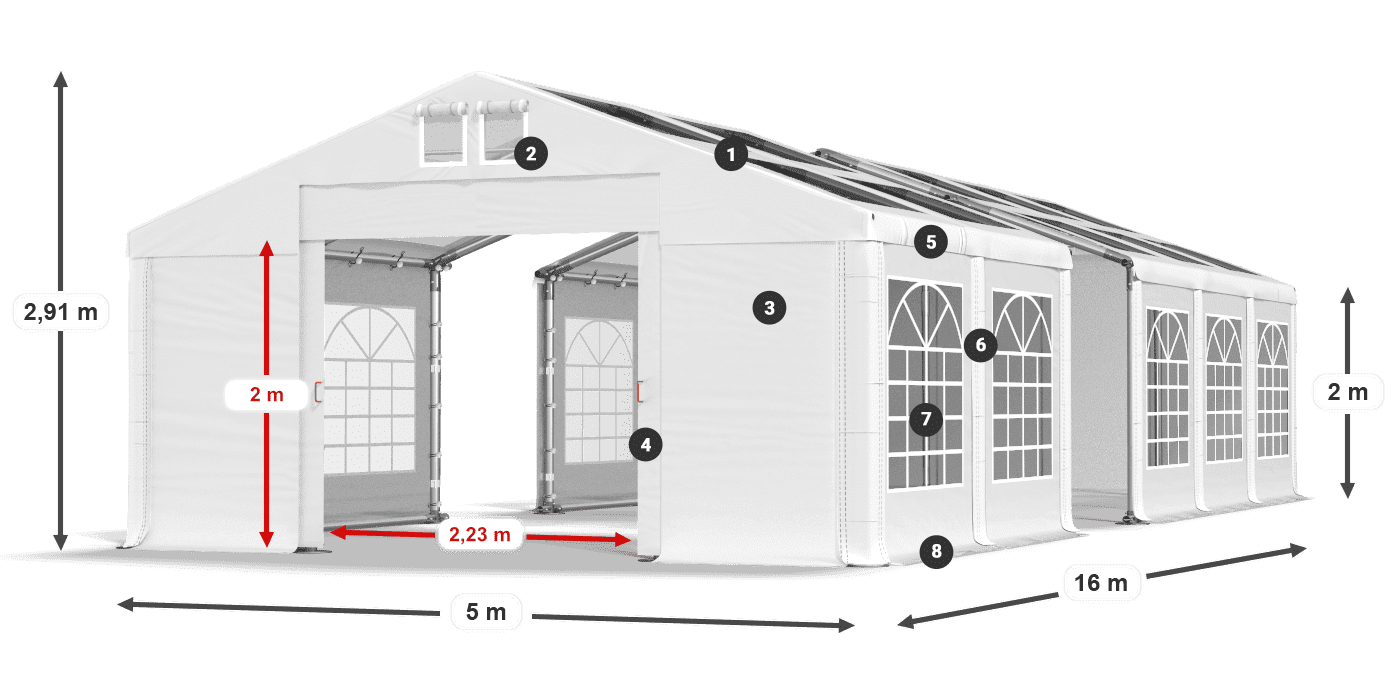 Toit: MS 580 PVC Des murs: FR 620 PVC