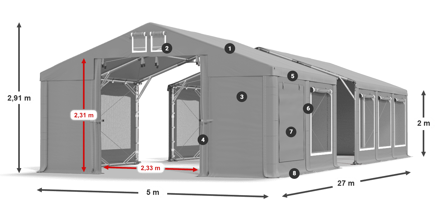 Toit: MS 580 PVC Des murs: SD 500 PVC