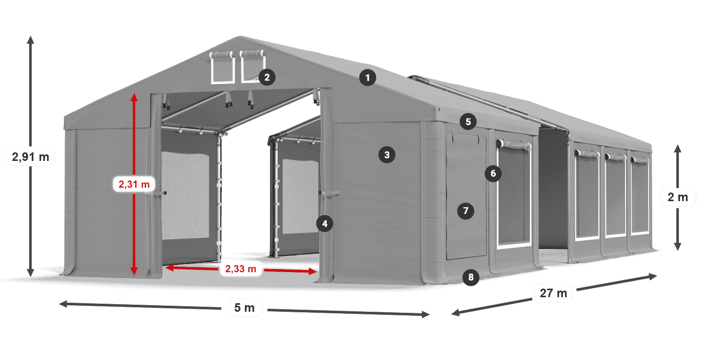 Toit: MS 580 PVC Des murs: SD 500 PVC