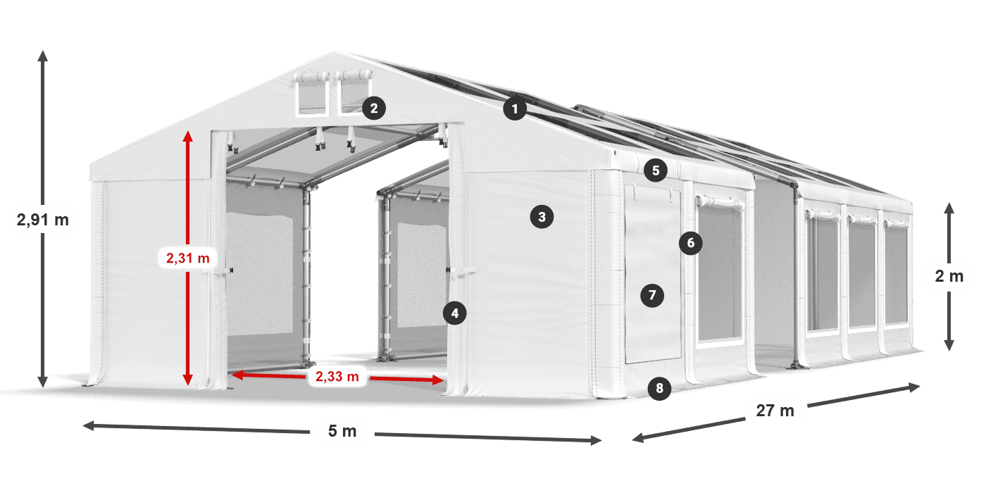 Toit: MS 580 PVC Des murs: SD 500 PVC