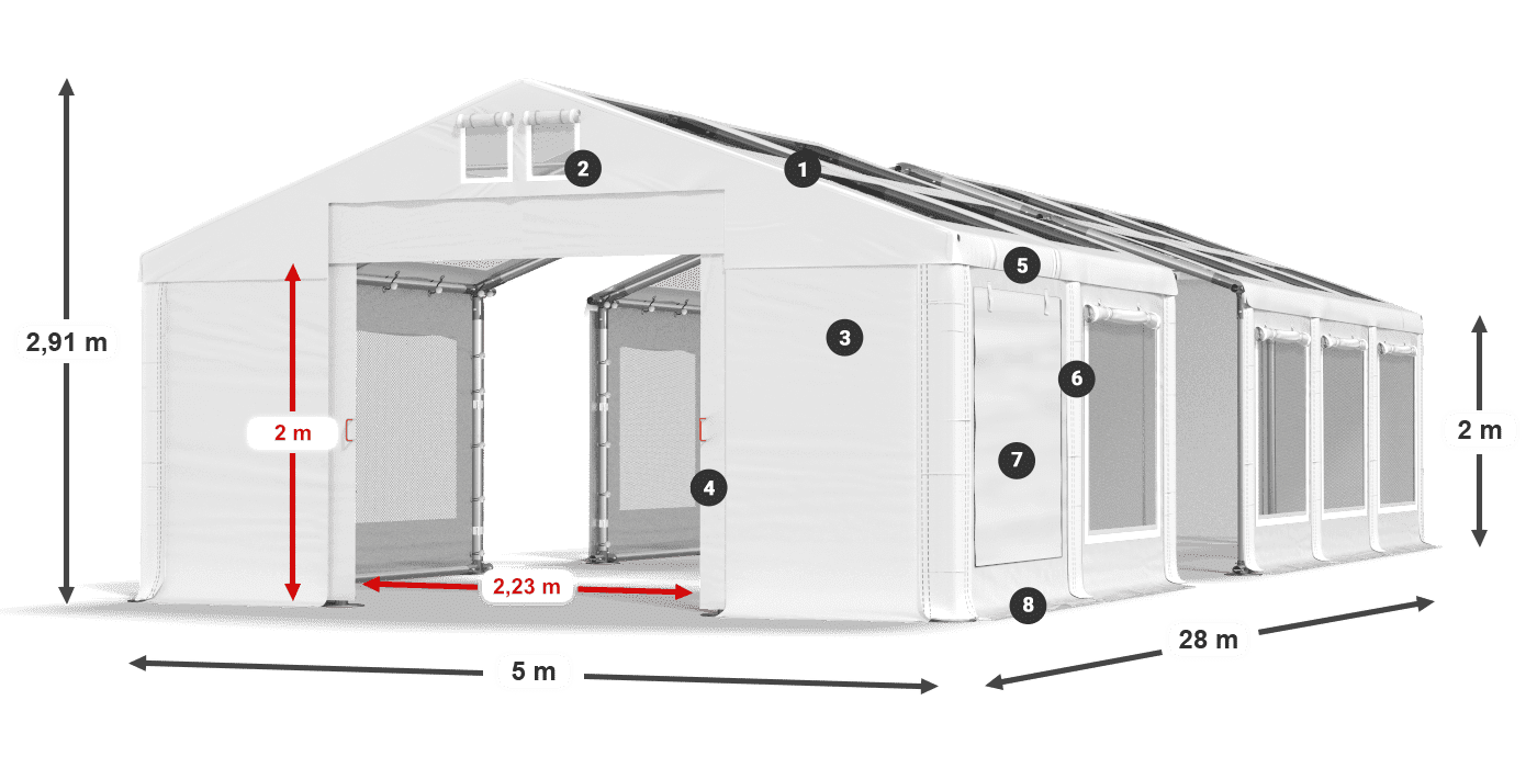Toit: MS 580 PVC Des murs: SD 500 PVC