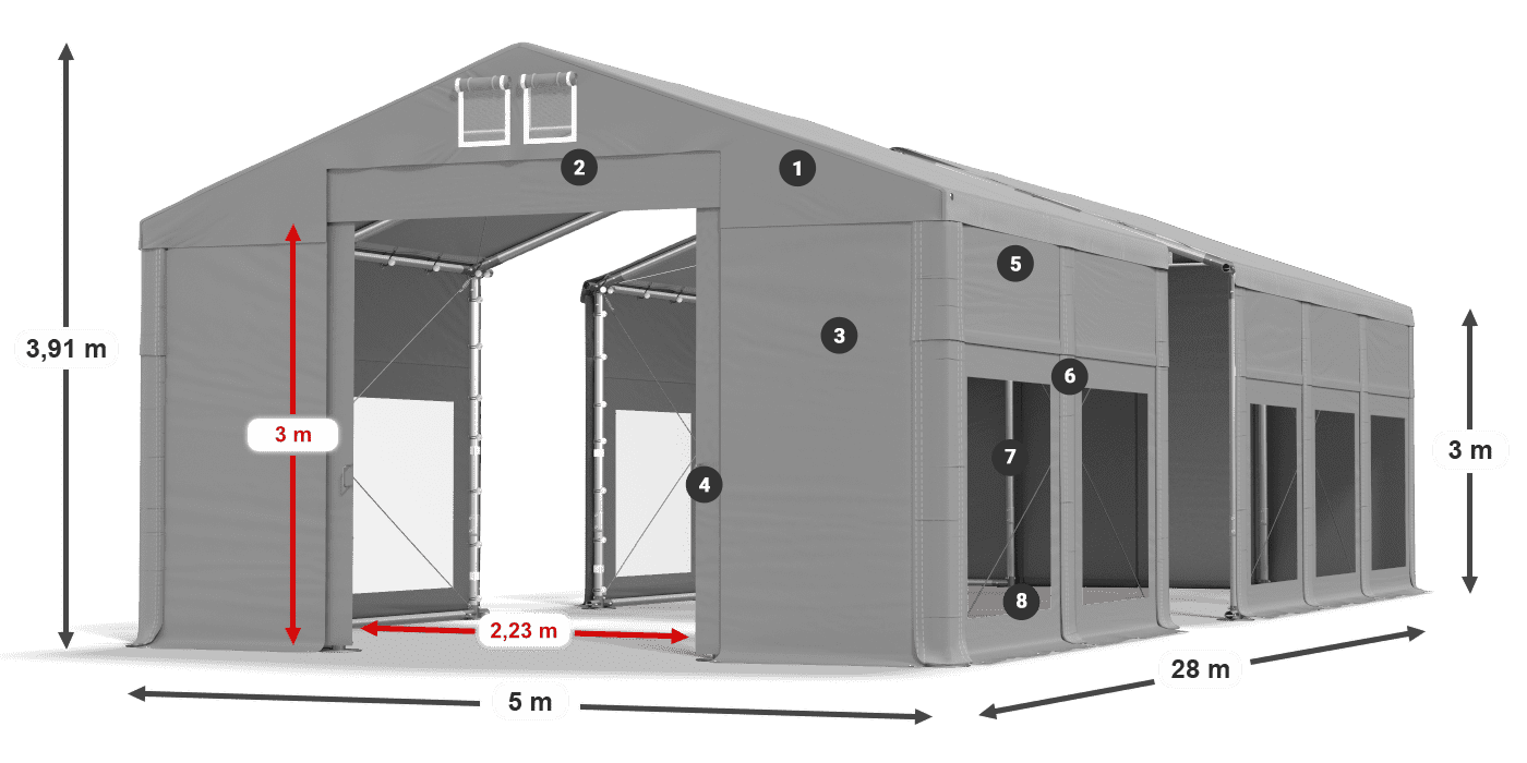 Toit: MS 580 PVC Murs: MS 580 PVC 3m légende