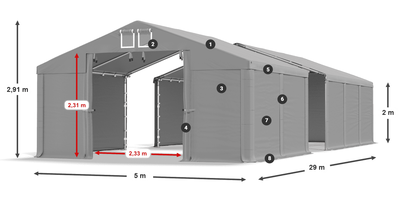 Toit: MS 580 PVC Des murs: SD 500 PVC