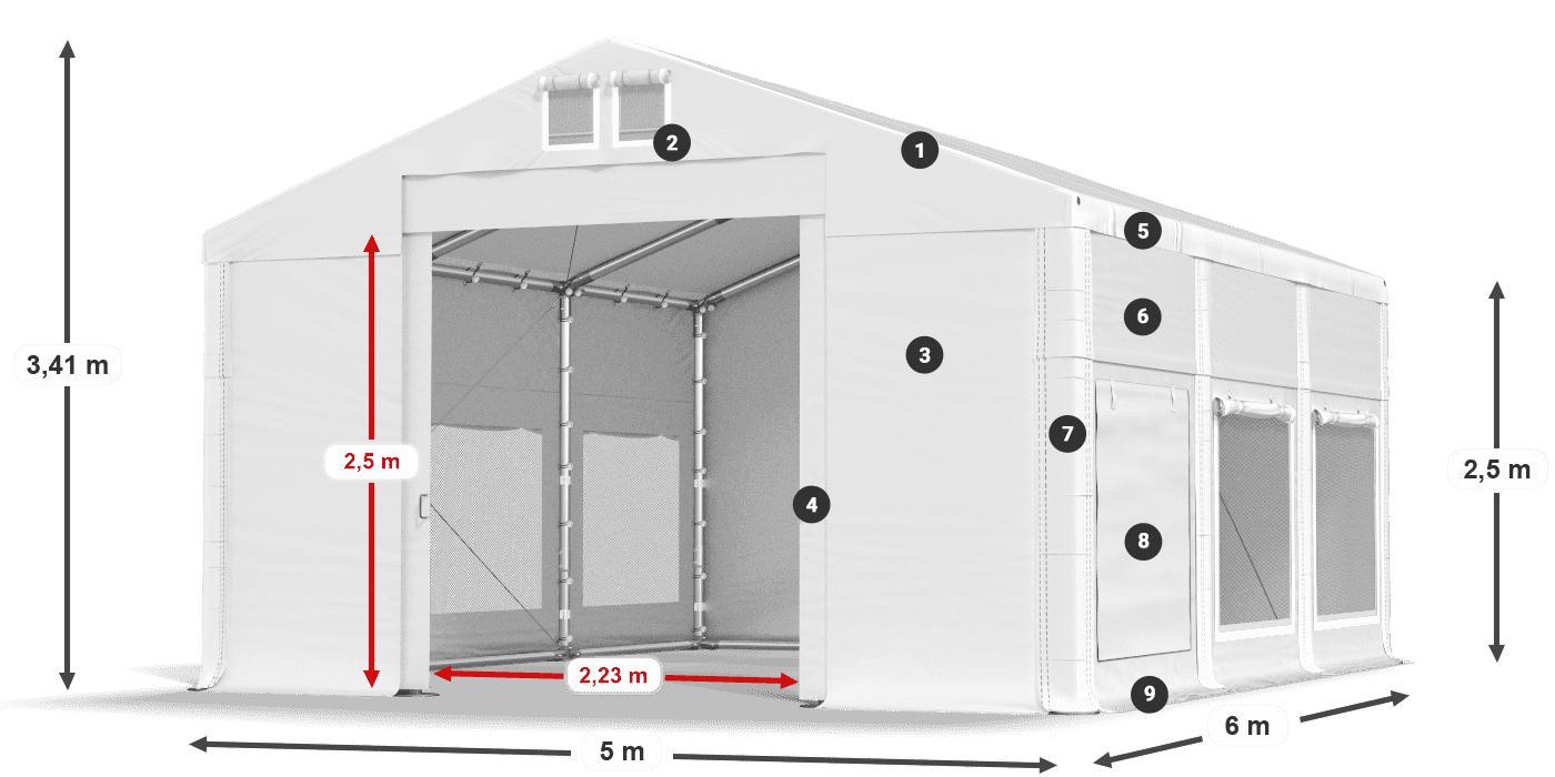 Toit: FR 620 PVC Des murs: SD 500 PVC