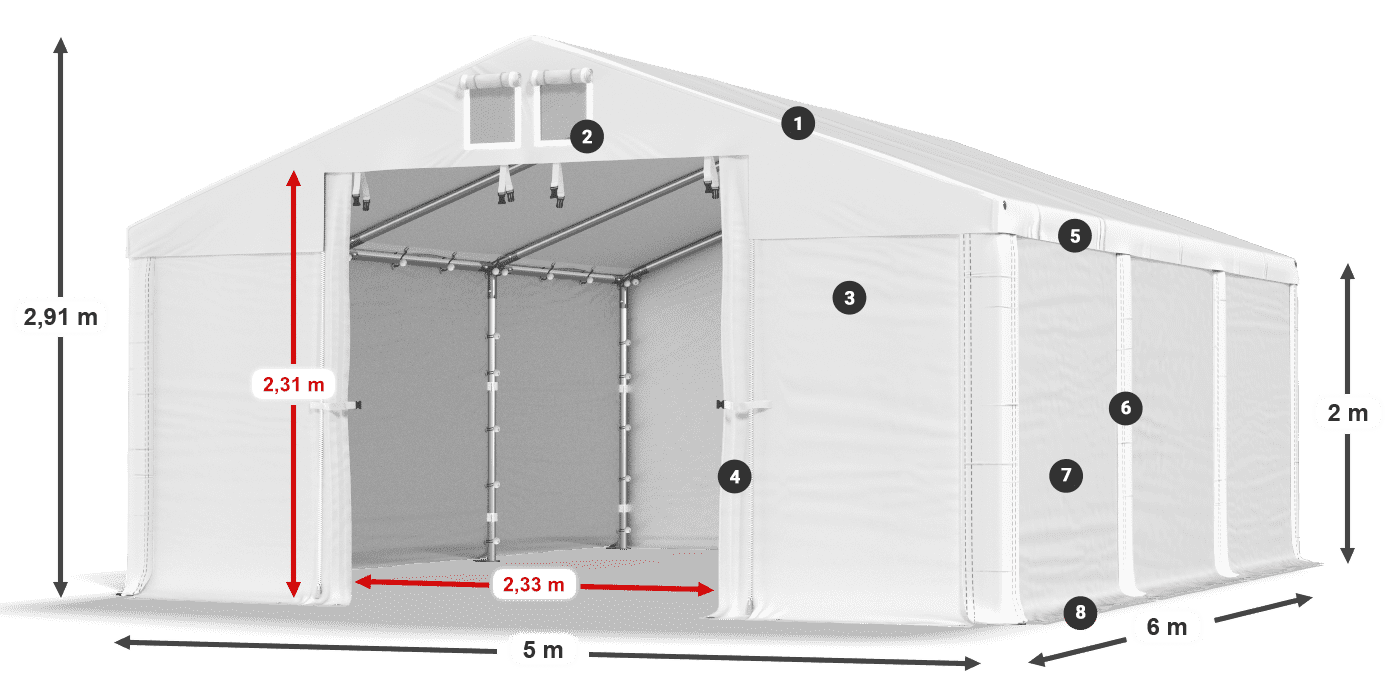 Toit: MS 580 PVC Des murs: SD 500 PVC