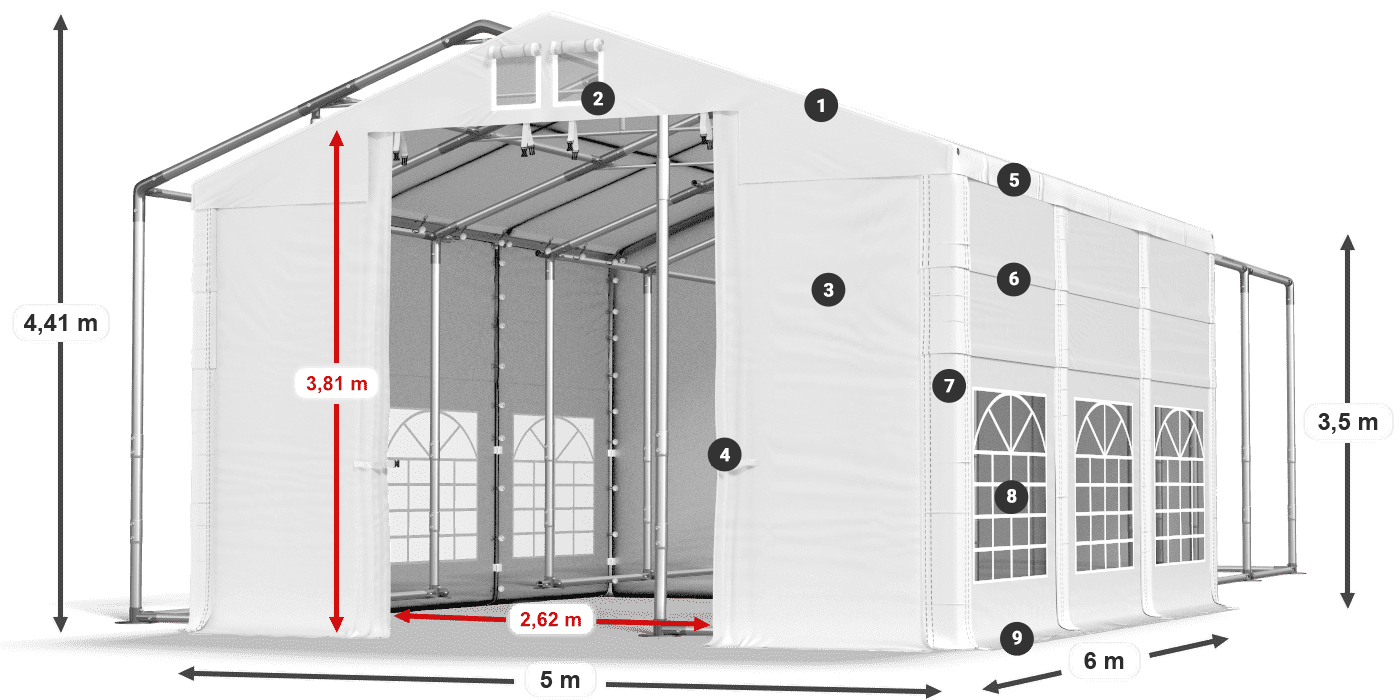 Toit: HFR 750 PVC Des murs: SD 500 PVC