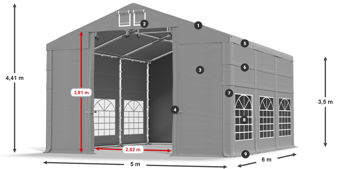 Toit: HFR 750 PVC Des murs: SD 500 PVC