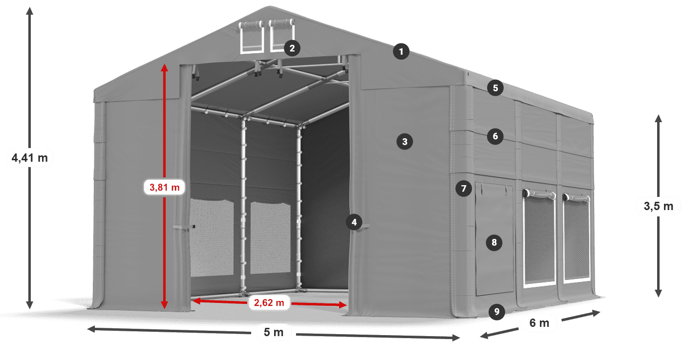 Toit: HFR 750 PVC Des murs: SD 500 PVC