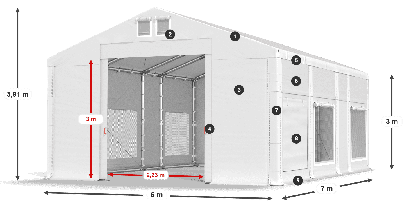 Toit: MS 580 PVC Des murs: SD 500 PVC