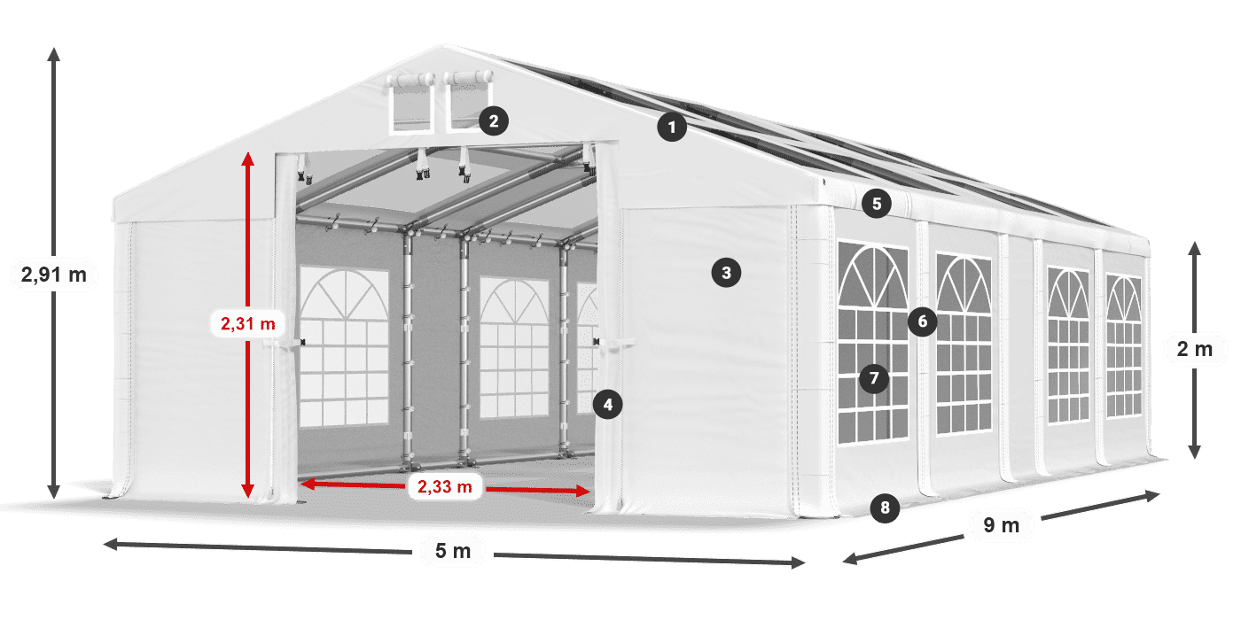 Toit: MS 580 PVC Des murs: SD 500 PVC