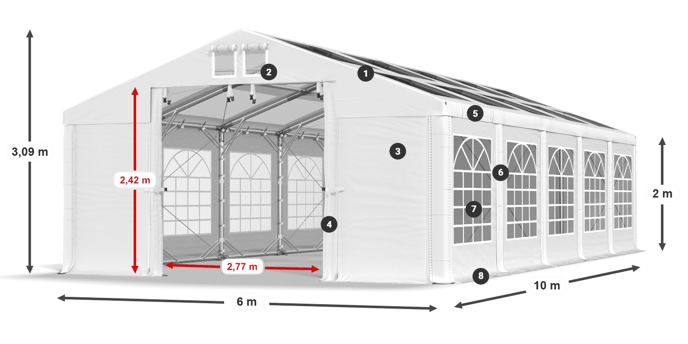 Toit: MS T 580 PVC Murs: FR 620 PVC 2m légende