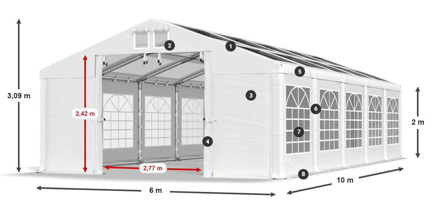 Toit: MS T 580 PVC Murs: FR 620 PVC 2m légende