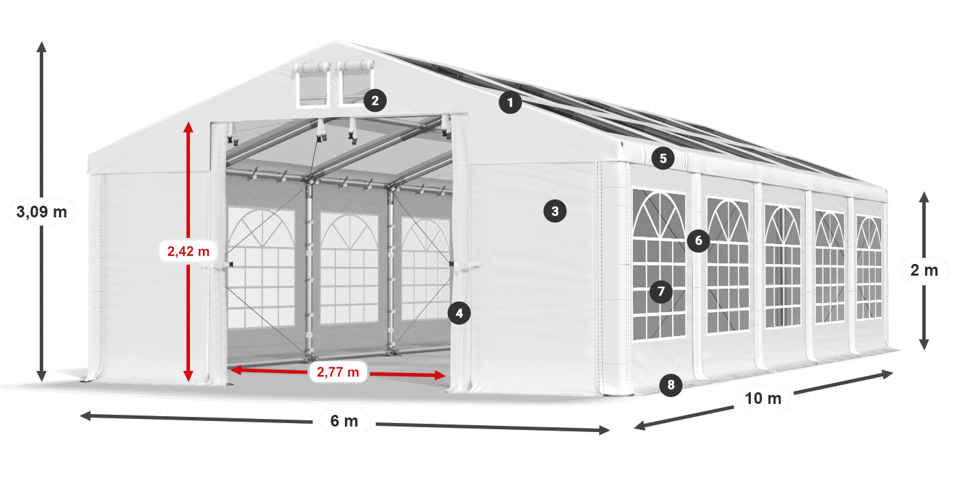 Toit: MS T 580 PVC Murs: FR 620 PVC 2m légende
