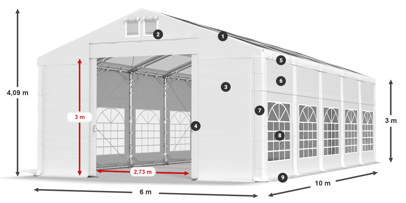 Toit: MS T 580 PVC Murs: SD Et 500 PVC 3m légende