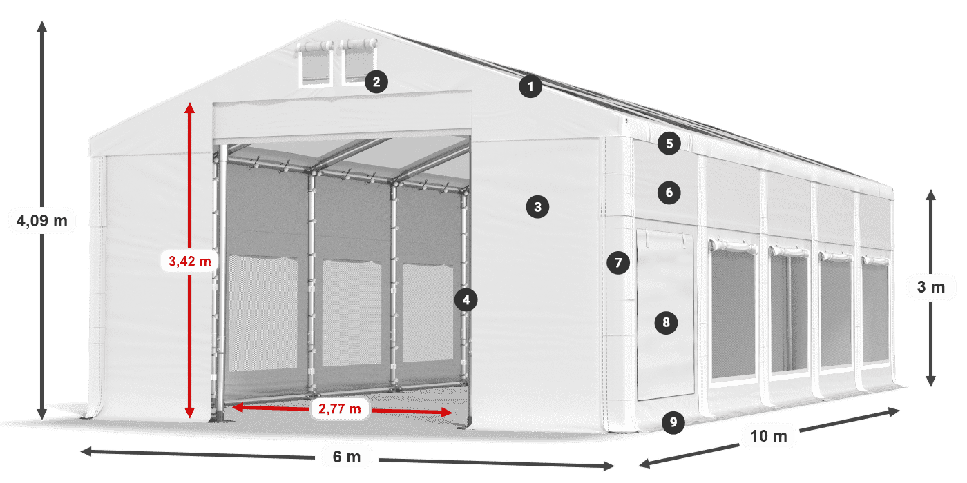Toit: MS T 580 PVC Murs: SD M 500 PVC 3m légende