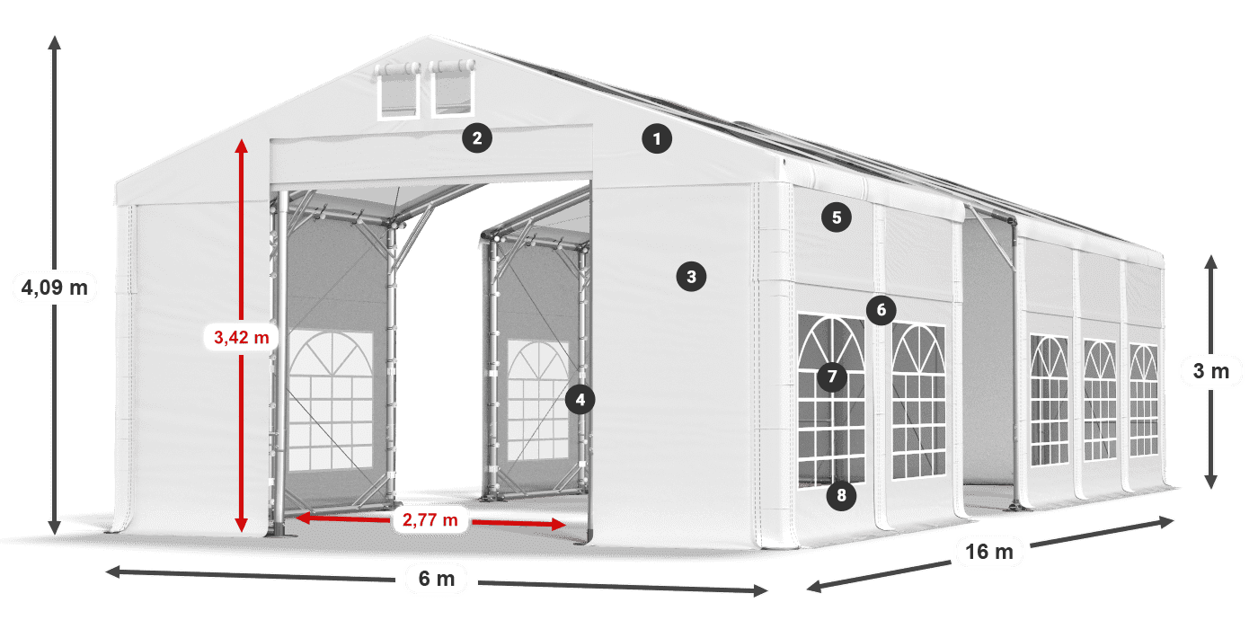Toit: MS T 580 PVC Murs: SD Et 500 PVC 3m légende
