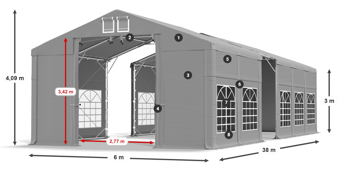 Toit: FR 620 PVC Murs: SD 500 PVC 3m légende