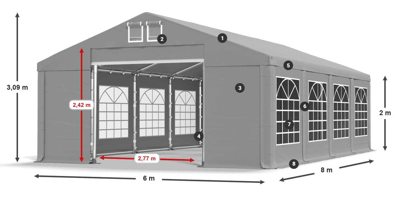 Toit: FR 620 PVC Murs: SD 500 PVC 2m légende