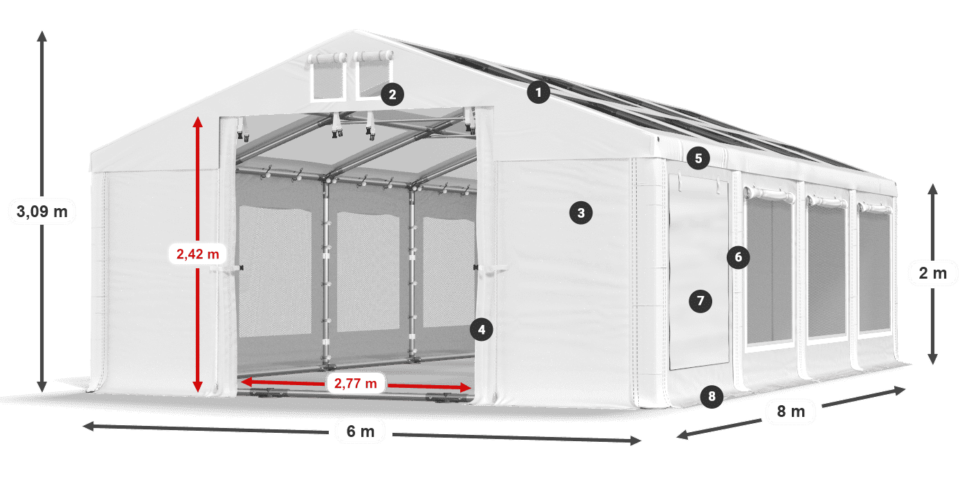Toit: MS 580 PVC Des murs: SD 500 PVC