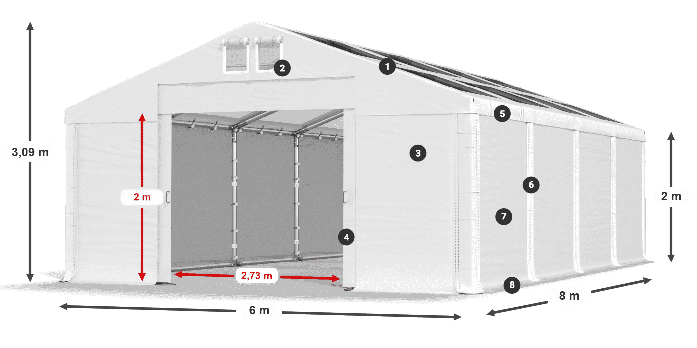 Toit: MS 580 PVC Des murs: SD 500 PVC