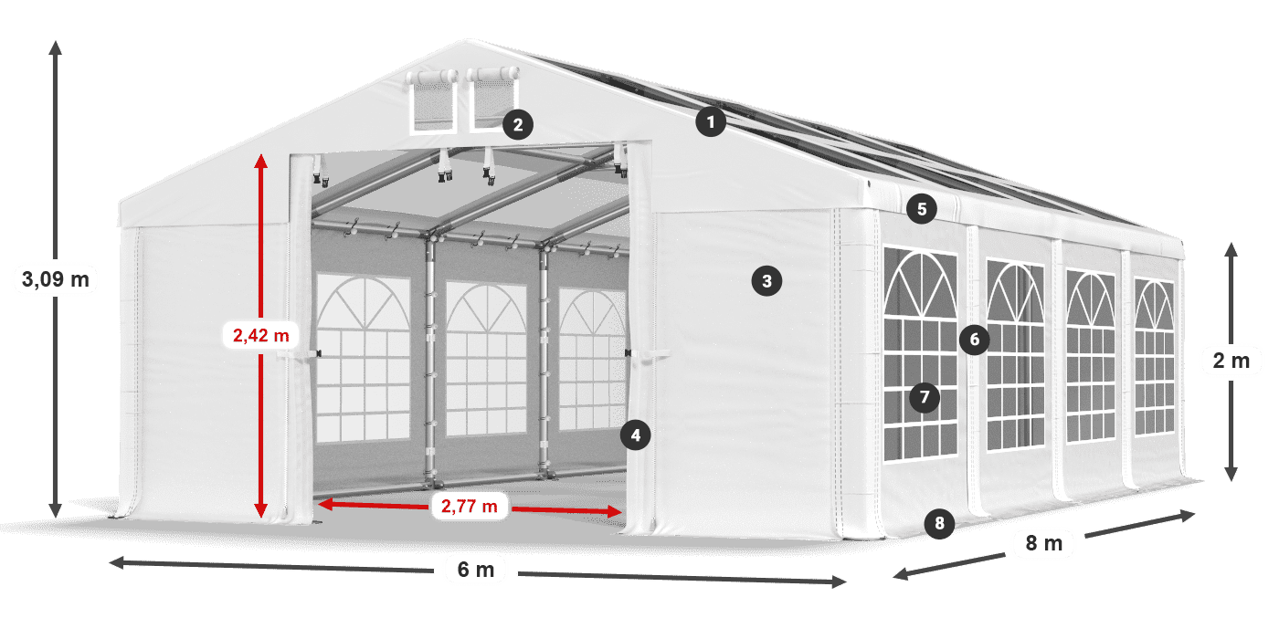 Toit: MS 580 PVC Des murs: SD 500 PVC