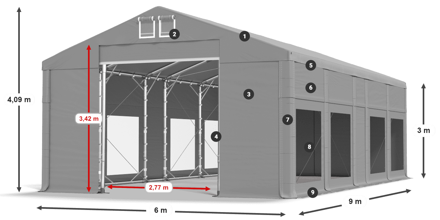 Toit: FR 620 PVC Murs: MS 580 PVC 3m légende