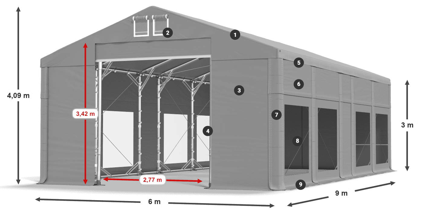 Toit: MS 580 PVC Murs: MS 580 PVC 3m légende