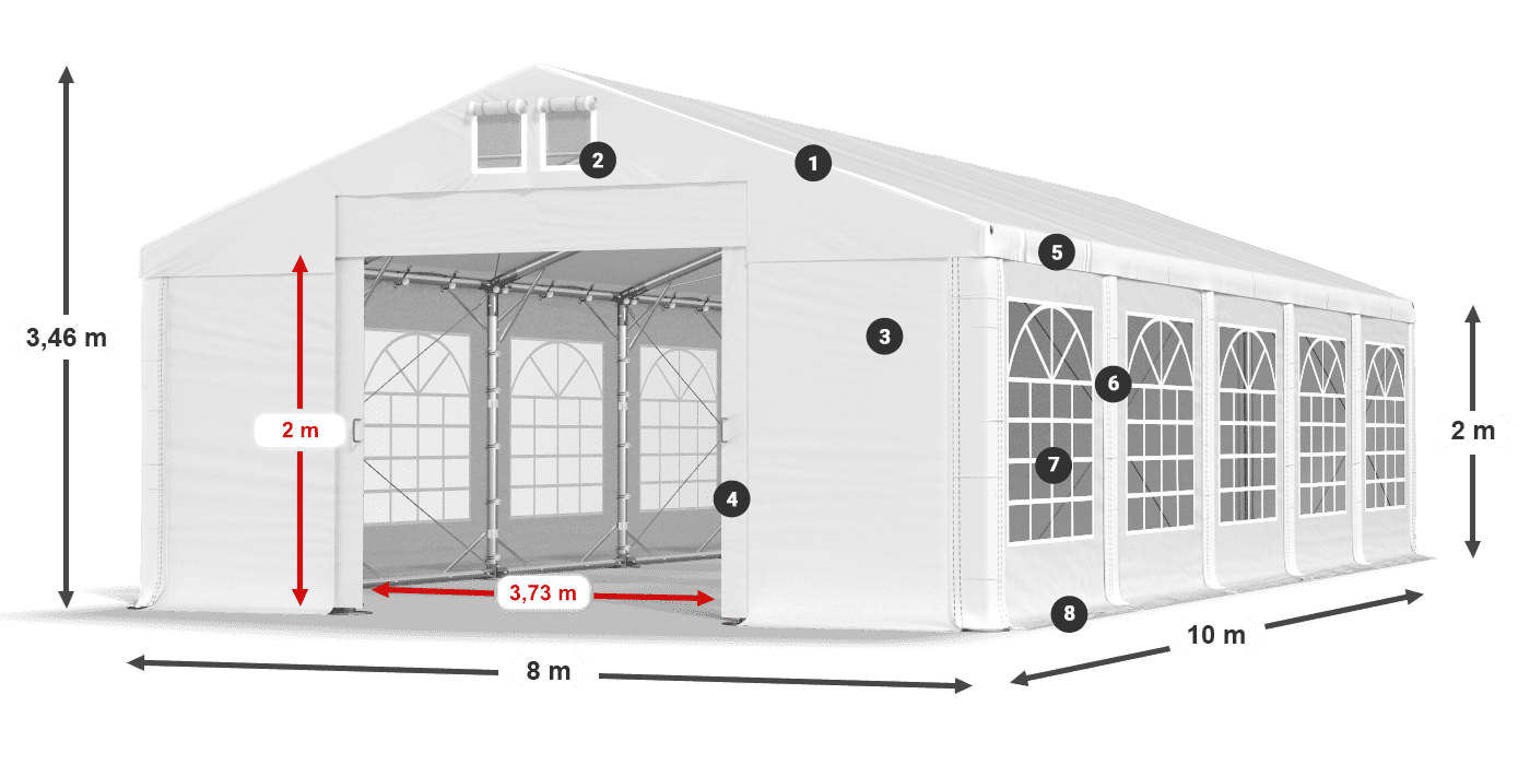 Toit: MS 580 PVC Murs: FR 620 PVC 2m légende