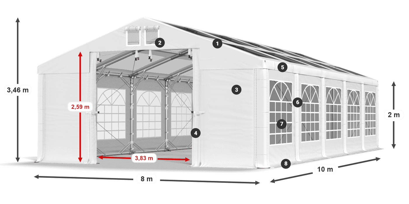 Toit: MS 580 PVC Murs: SD 500 PVC 2m légende