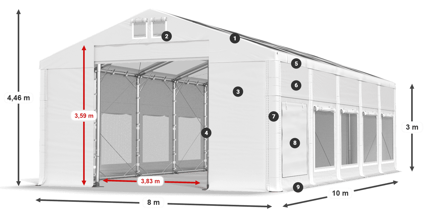 Toit: MS T 580 PVC Murs: SD M 500 PVC 3m légende