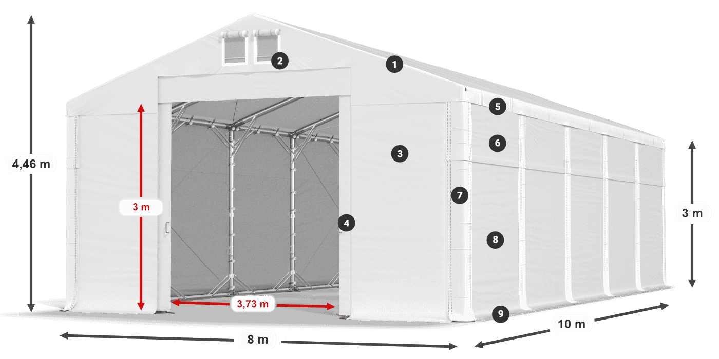 Toit: SD 560 PVC Murs: FR 620 PVC légende 3m