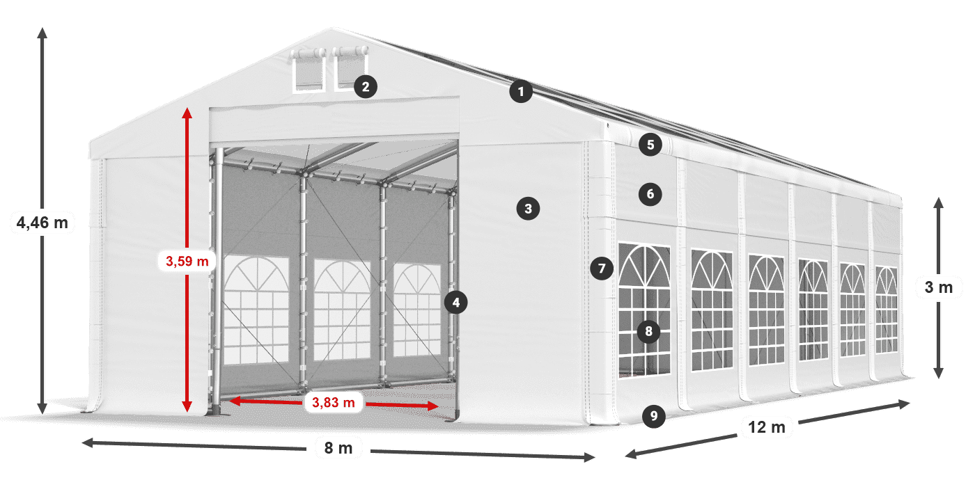 Toit: MS T 580 PVC Murs: SD Et 500 PVC 3m légende