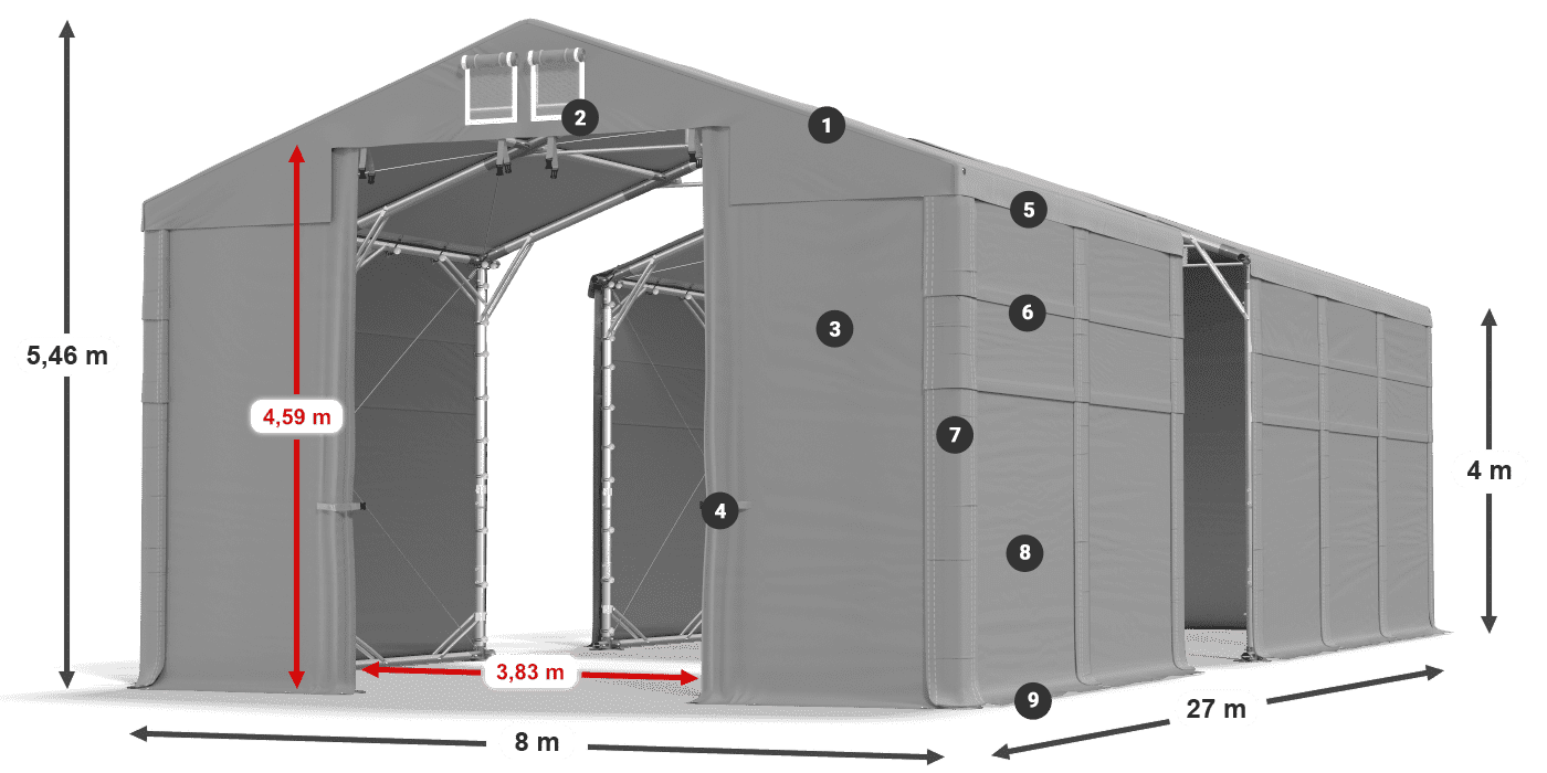 Toit: MS 580 PVC Des murs: SD 500 PVC