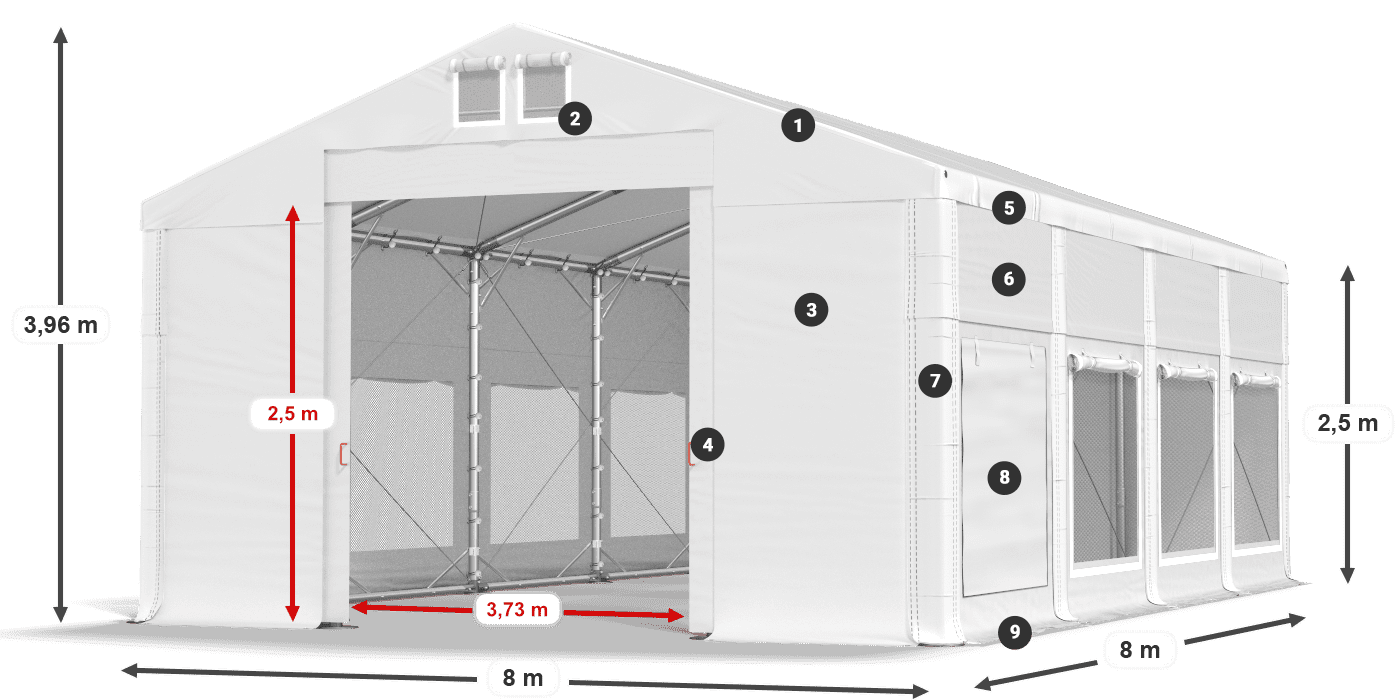 Toit: FR 620 PVC Des murs: SD 500 PVC