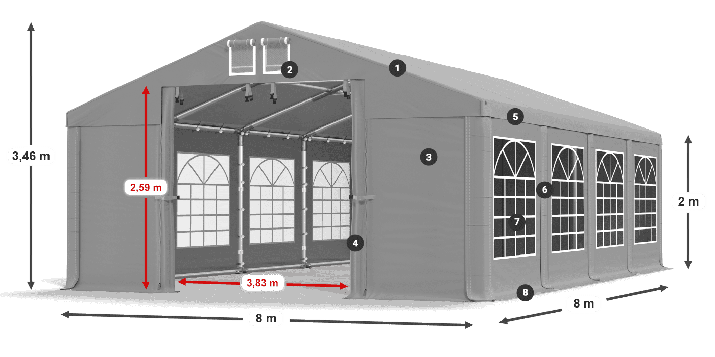 Toit: FR 620 PVC Murs: SD 500 PVC 2m légende