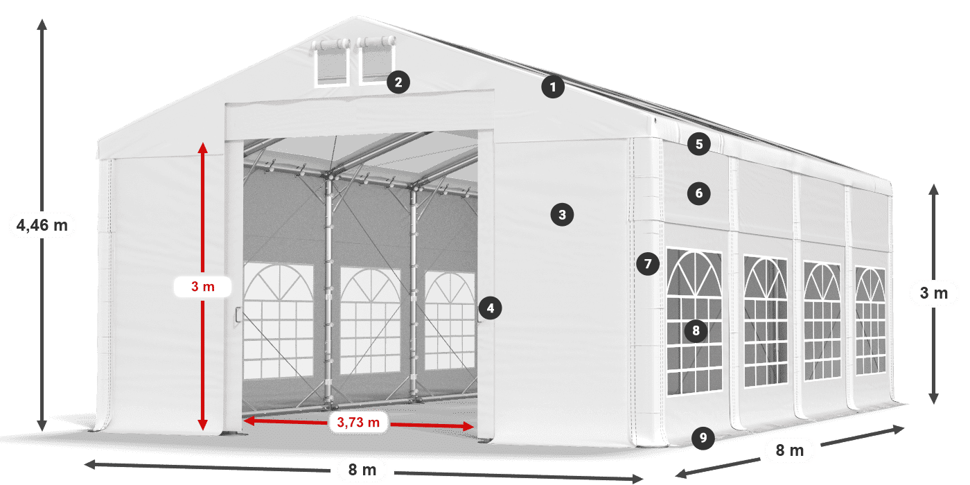Toit: MS T 580 PVC Murs: SD Et 500 PVC 3m légende