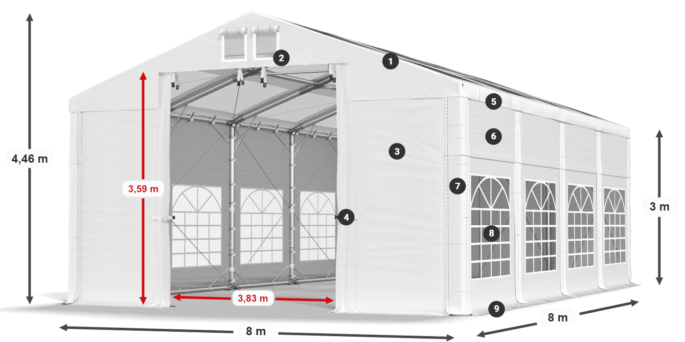 Toit: MS T 580 PVC Murs: SD Et 500 PVC 3m légende