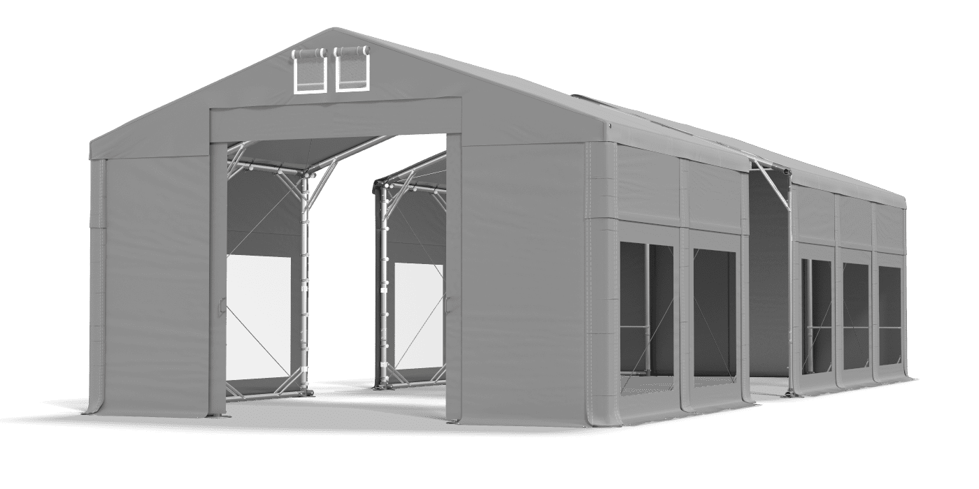 Porte de la tente ouverte