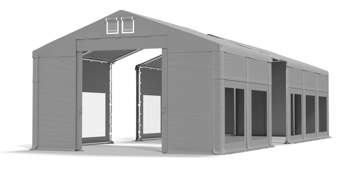 Porte de la tente ouverte